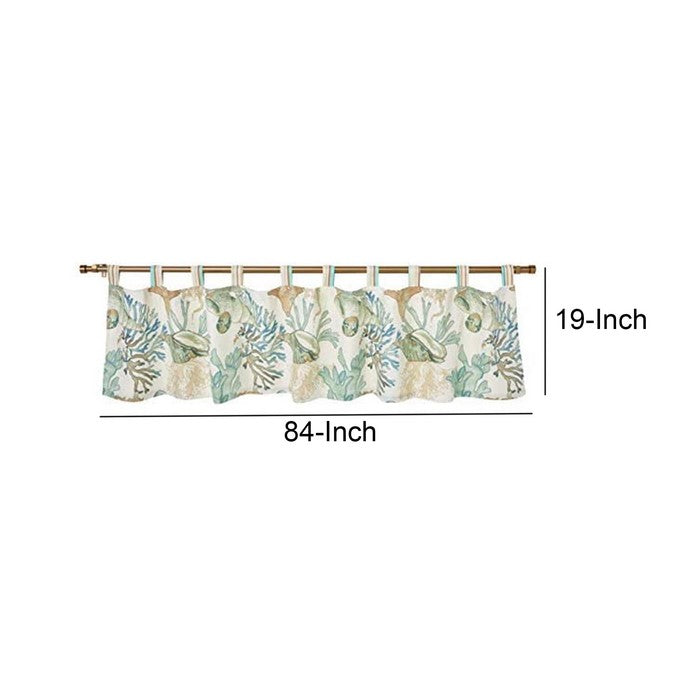 Polyester Valance with Coral Print, Jade Green and White