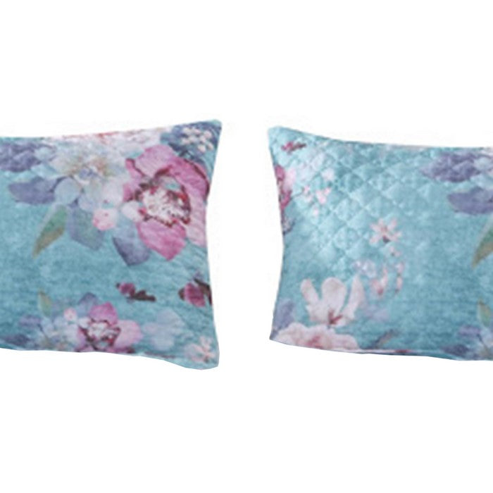 36 x 20 Inches King Sham Pillow with Floral Print, Blue and White