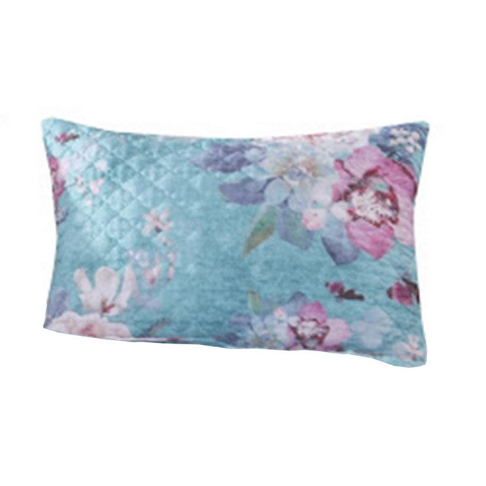 36 x 20 Inches King Sham Pillow with Floral Print, Blue and White