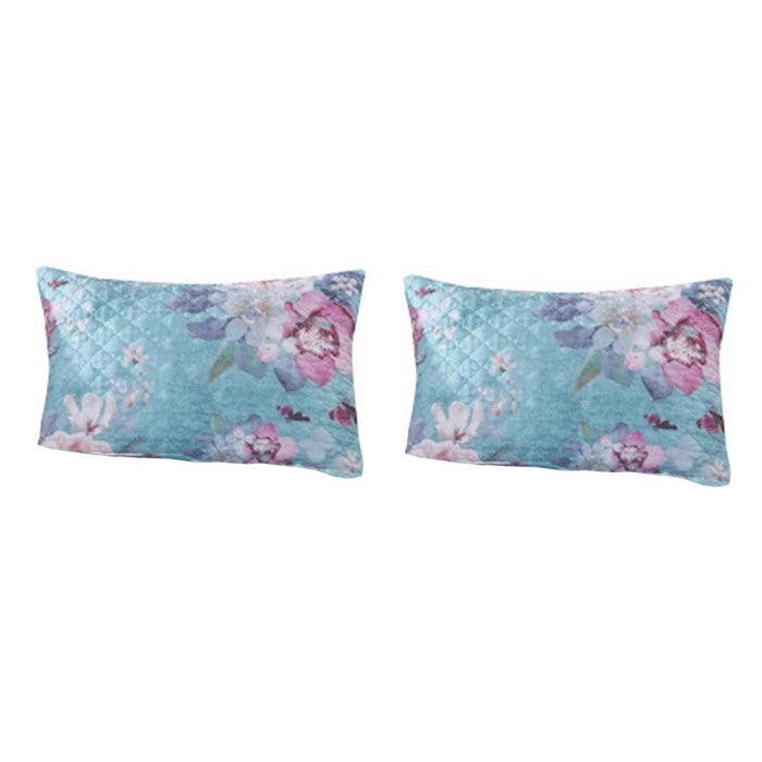 36 x 20 Inches King Sham Pillow with Floral Print, Blue and White