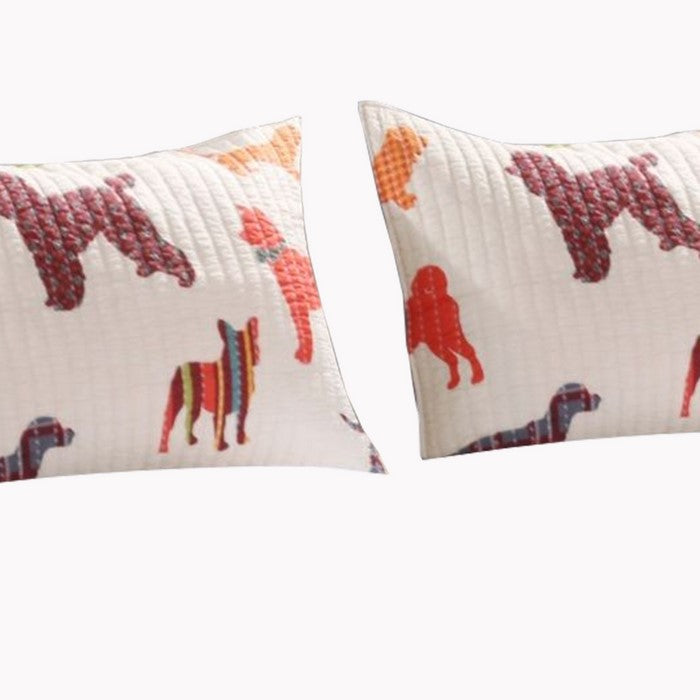 26 x 20 Inches Quilted Pillow Sham with Dog Breed Print, Multicolor