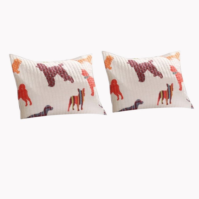 26 x 20 Inches Quilted Pillow Sham with Dog Breed Print, Multicolor