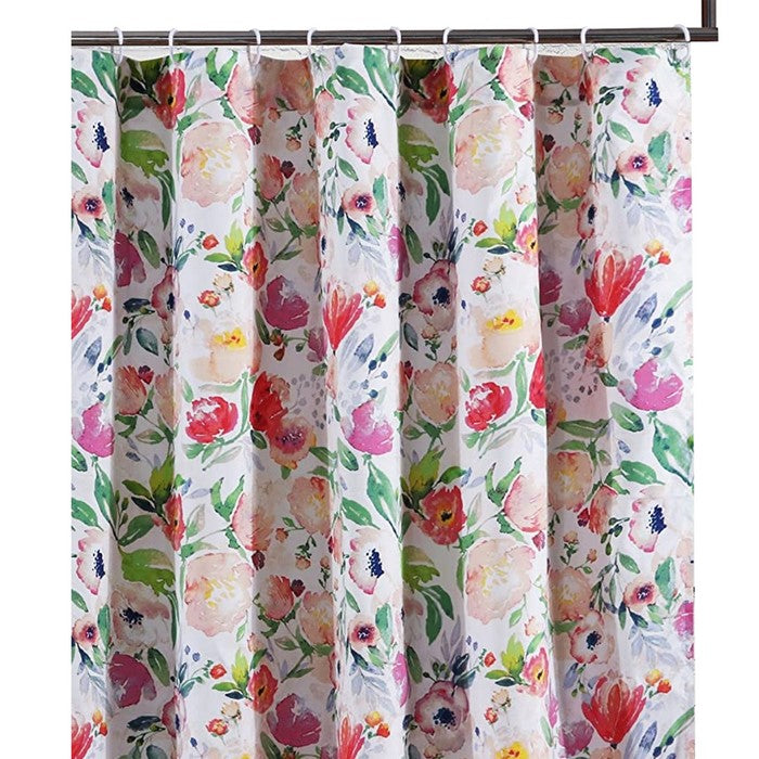 72 x 72 Inches Shower Curtain with Floral Print, Multicolor