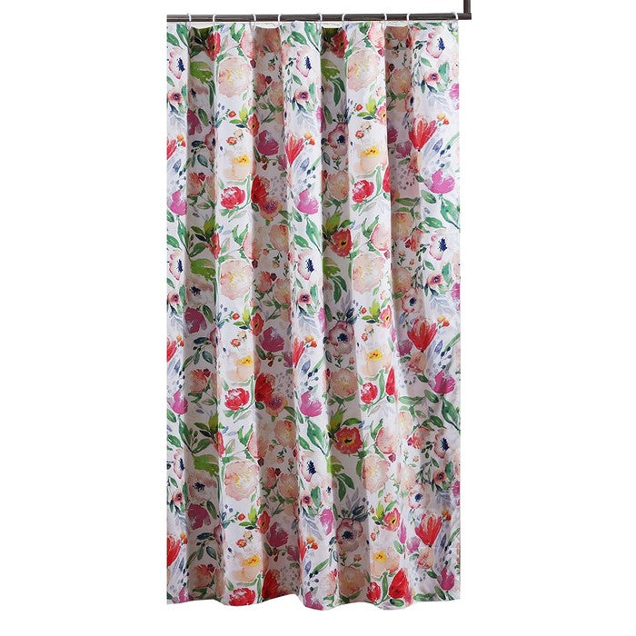 72 x 72 Inches Shower Curtain with Floral Print, Multicolor