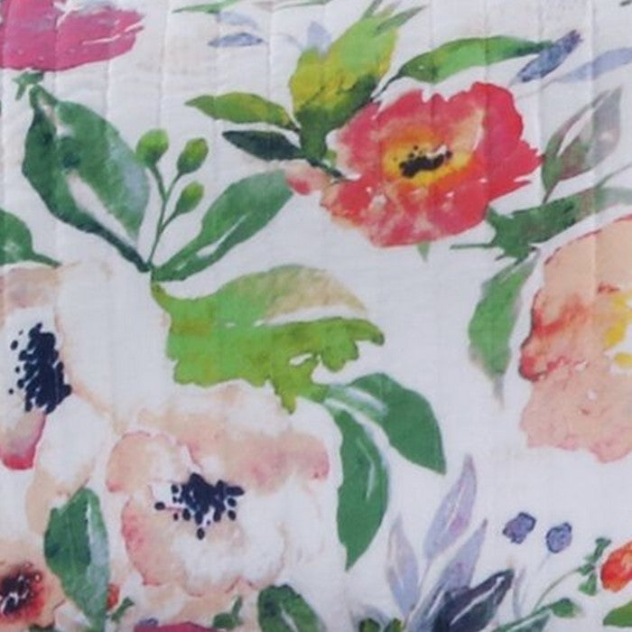 36 x 20 Inches Quilted King Pillow Sham with Floral Print, Multicolor