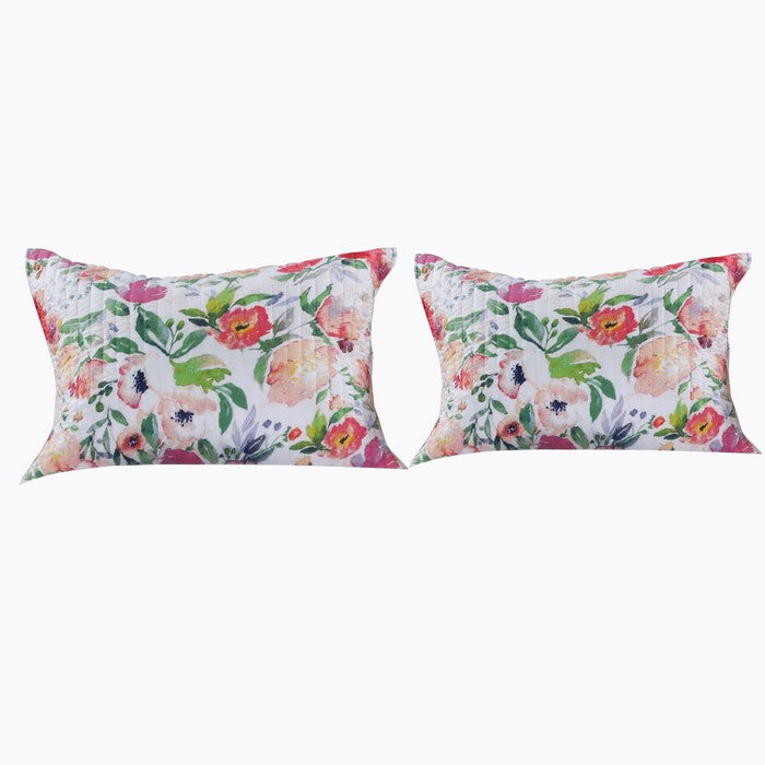 36 x 20 Inches Quilted King Pillow Sham with Floral Print, Multicolor