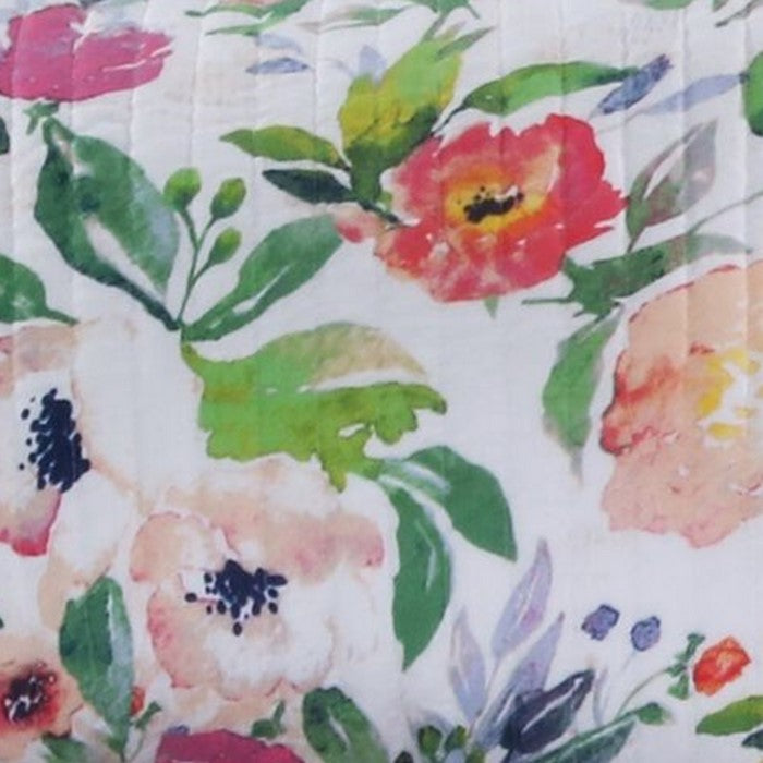 26 x 20 Inches Quilted Pillow Sham with Floral Print, Multicolor