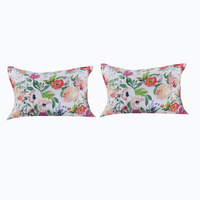 26 x 20 Inches Quilted Pillow Sham with Floral Print, Multicolor