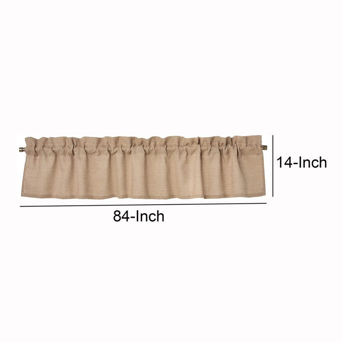 Burlap Valance with Textured Details, Natural Brown