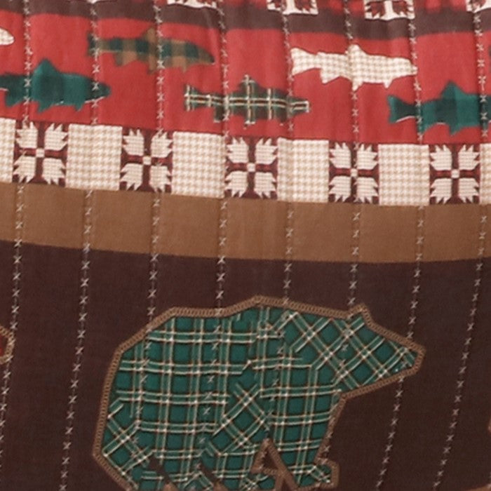 26 x 20 Inches Pillow Sham with Bear and Salmon Print, Multicolor