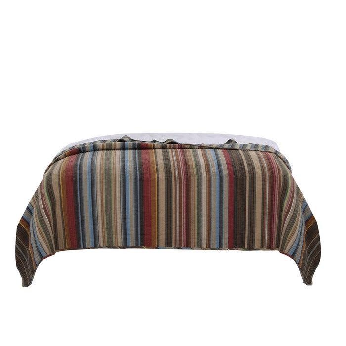 Stripe Pattern Cotton Quilt Set with 2 Quilt Shams and 2 Pillows,Multicolor