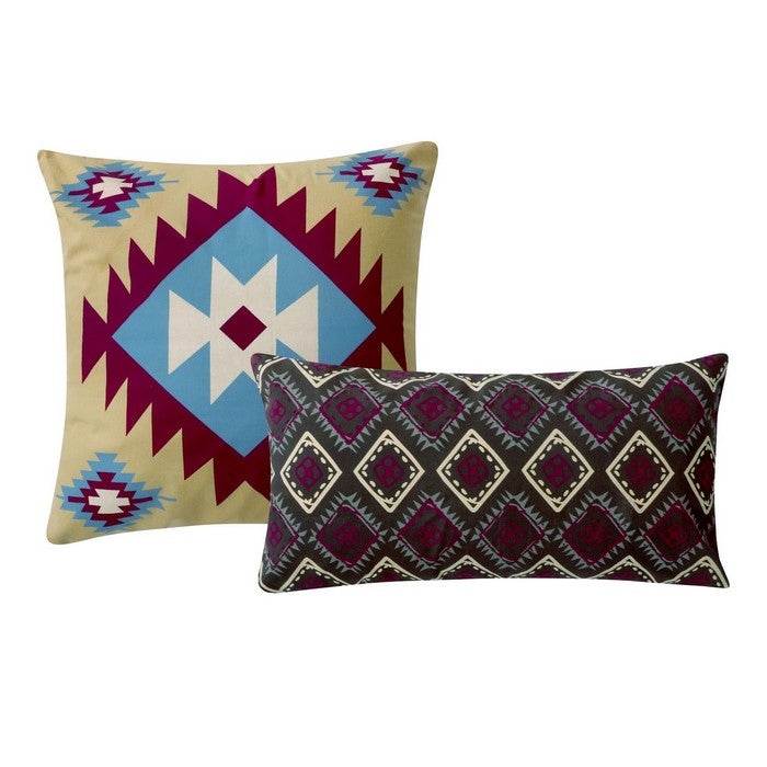 Stripe Pattern Cotton Quilt Set with 2 Pillows and 2 Quilt Shams,Multicolor