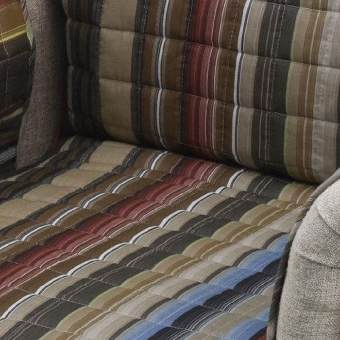 Stripe Pattern Cotton Arm Chair Protector with Waterproof Lining,Multicolor