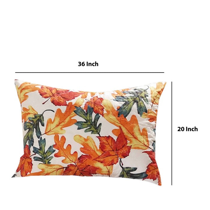 20 X 36 Autumn Floral Print Pillow Sham with Polyester Filling, Multicolor