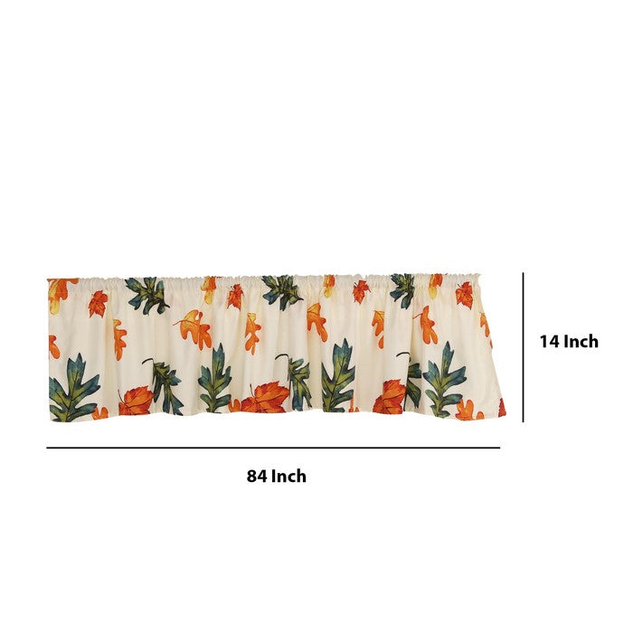 Lined Polyester Valance with Floral Prints and 2 Inch Header, Multicolor