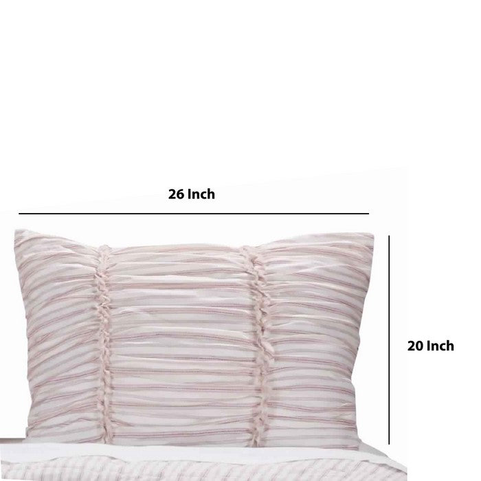 20 X 26 Polyester Filled Pillow Sham with Horizontal Ruffles, Offwhite