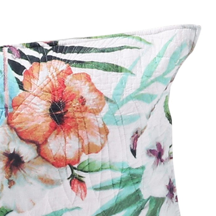 20 X 36 Floral Print Pillow Sham with Cotton and Polyester Fill, Multicolor