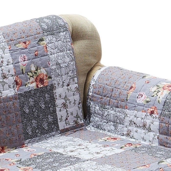 Reversible Polyester Loveseat Protector with Elastic Strap, Multicolor