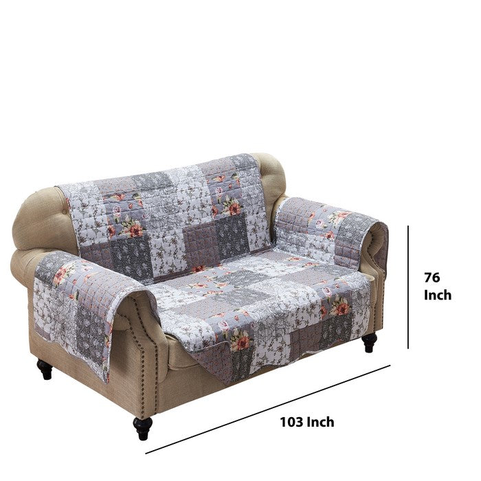 Reversible Polyester Loveseat Protector with Elastic Strap, Multicolor