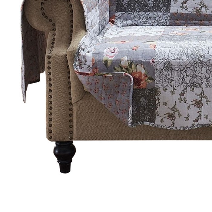 Reversible Polyester Sofa Protector with Elastic Strap, Multicolor
