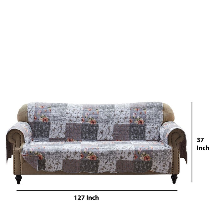 Reversible Polyester Sofa Protector with Elastic Strap, Multicolor