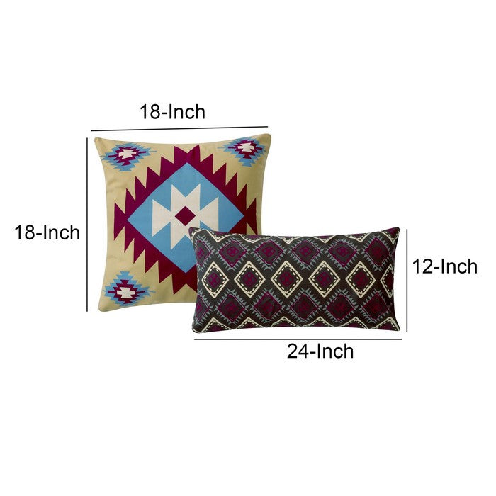 Decorative Pillow with Geometric Native Print, Pair of 2, Multicolor