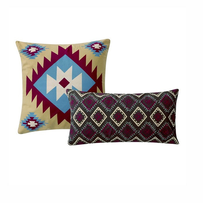 Tribal Print Twin Quilt Set with Decorative Pillows, Multicolor