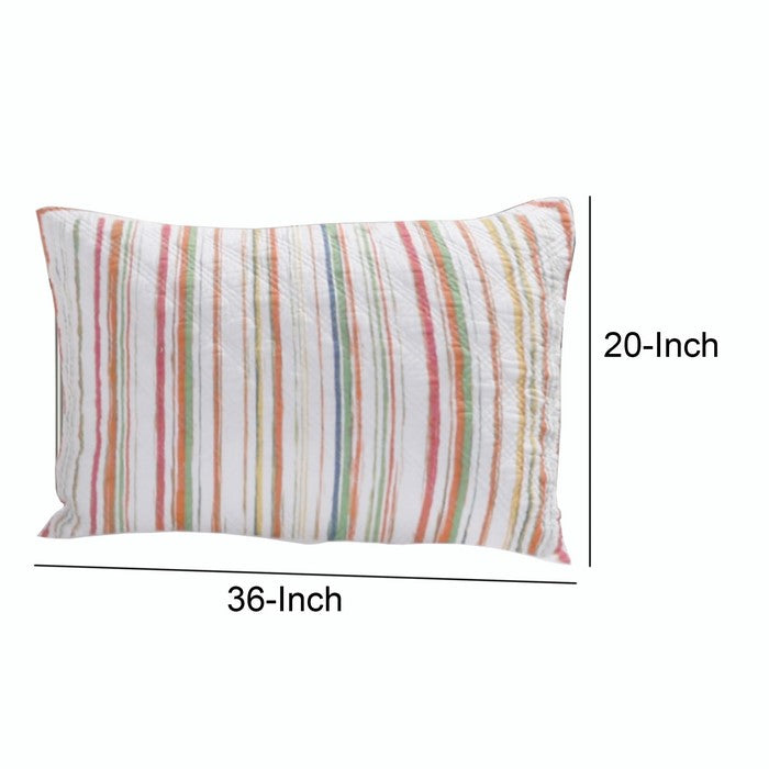 36 x 20 Polyester King Size Pillow Sham with Striped Print, Multicolor