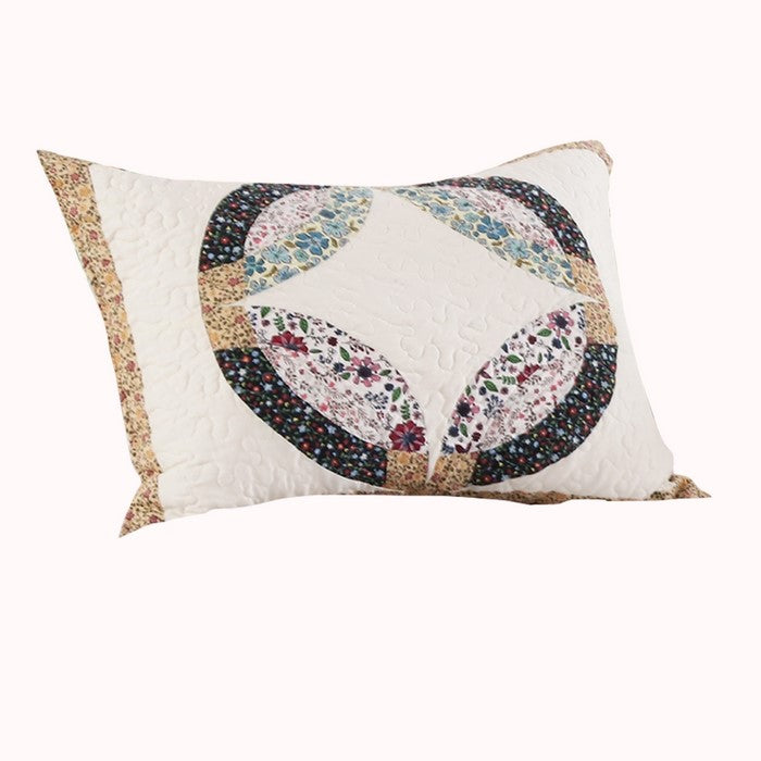 36 x 20 Polyester King Size Pillow Sham with Ring Patchwork, Multicolor