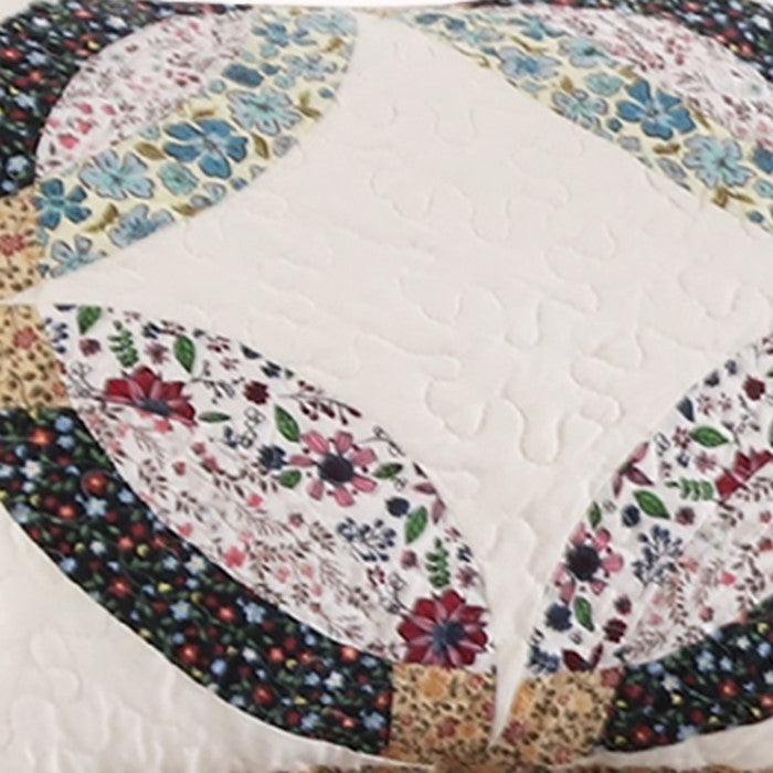 36 x 20 Polyester King Size Pillow Sham with Ring Patchwork, Multicolor