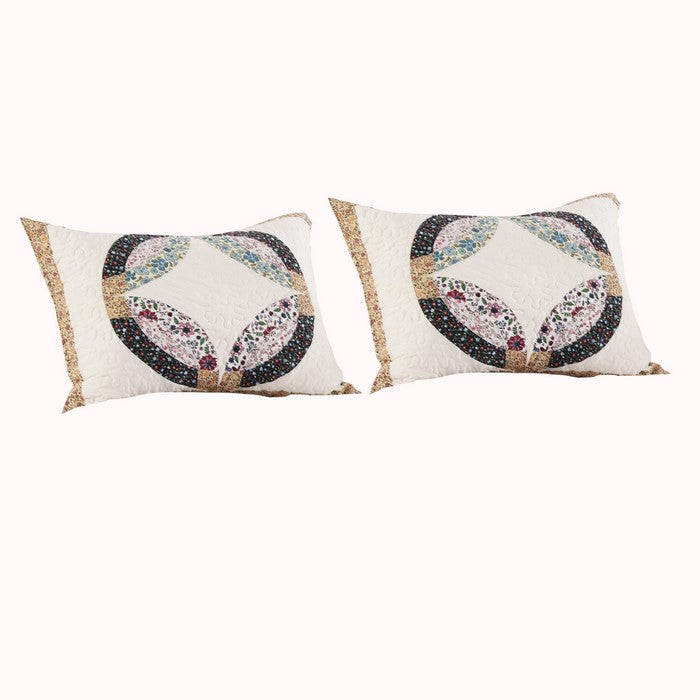 36 x 20 Polyester King Size Pillow Sham with Ring Patchwork, Multicolor