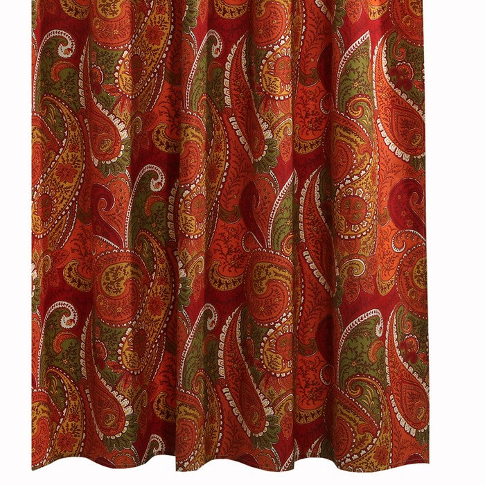 72 x 72 Polyester Shower Curtain with Paisley Print, Cinnamon Red
