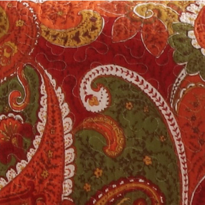 36 x 20 Polyester King Size Pillow Sham with Paisley Print, Cinnamon Red