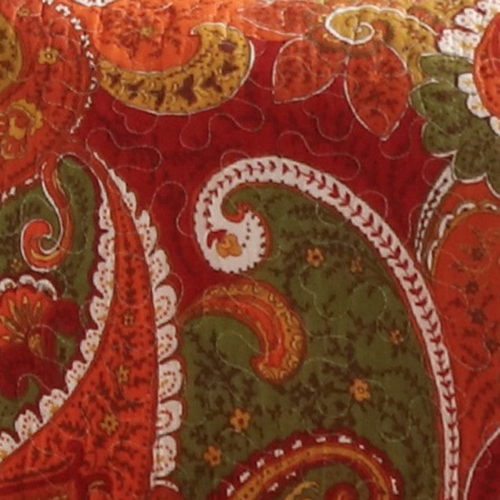 26 x 20 Polyester Standard Size Pillow Sham with Paisley Print, Cinnamon Red