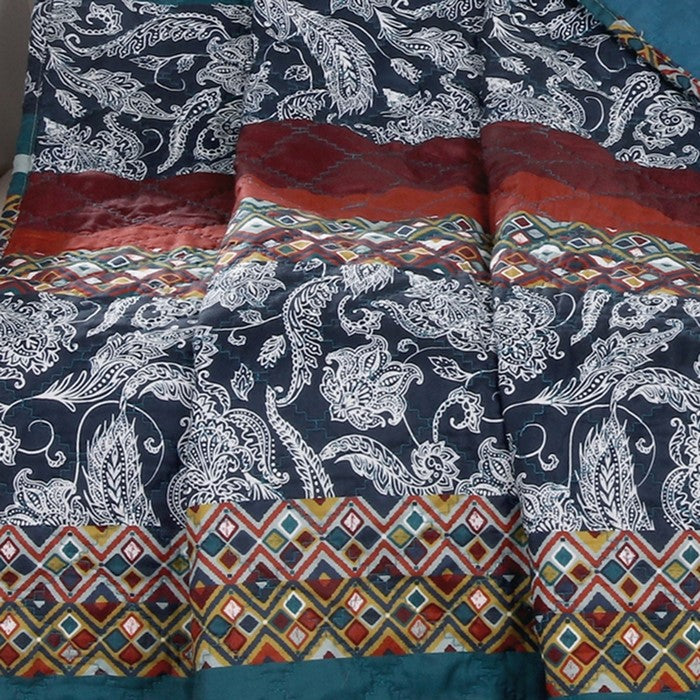 60 x 50 Inches Polyester Throw Blanket with Paisley Print, Multicolor