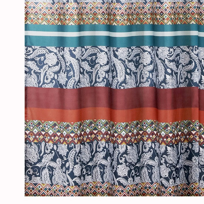 72 x 72 Inches Shower Curtain with Paisley Print, Multicolor