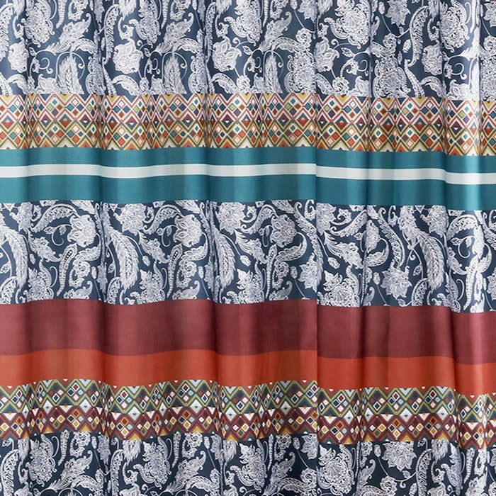 72 x 72 Inches Shower Curtain with Paisley Print, Multicolor