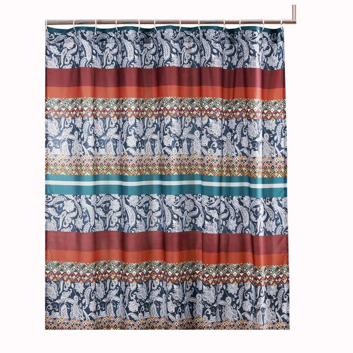 72 x 72 Inches Shower Curtain with Paisley Print, Multicolor