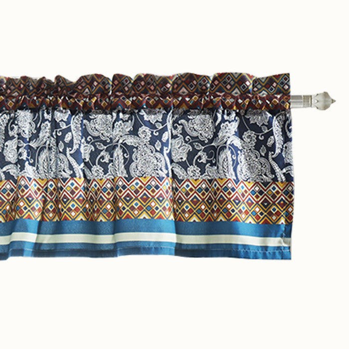 Polyester Valance with Paisley and Mosaic Print, Multicolor