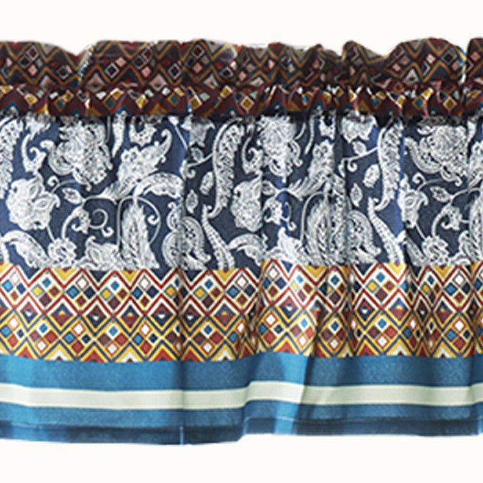 Polyester Valance with Paisley and Mosaic Print, Multicolor