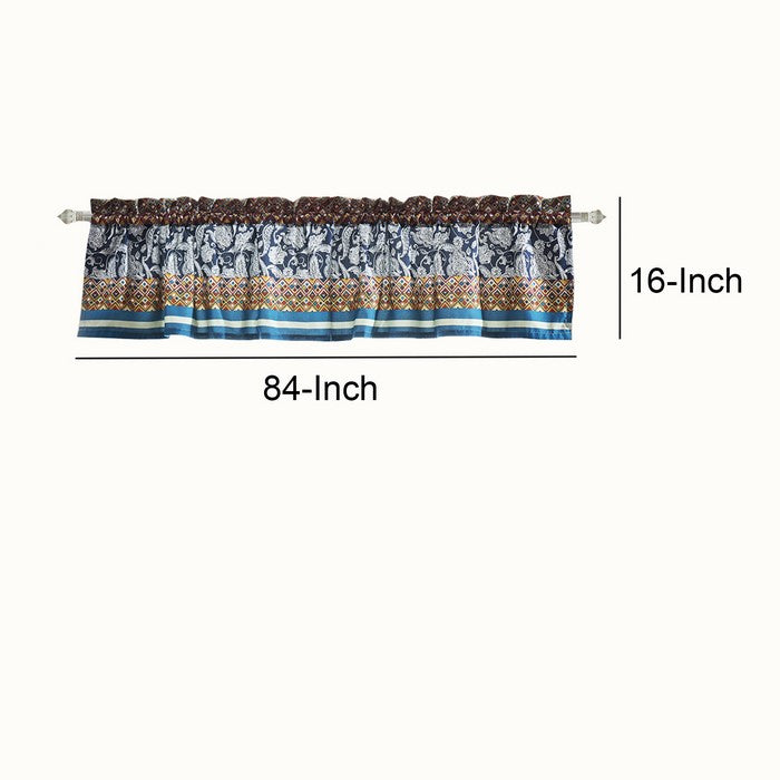 Polyester Valance with Paisley and Mosaic Print, Multicolor