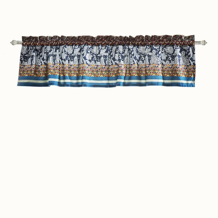 Polyester Valance with Paisley and Mosaic Print, Multicolor