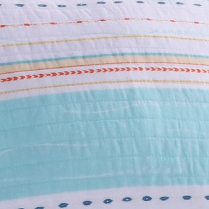 26 x 20 Inches Standard Size Pillow Sham with Stripe Print, Aqua Blue