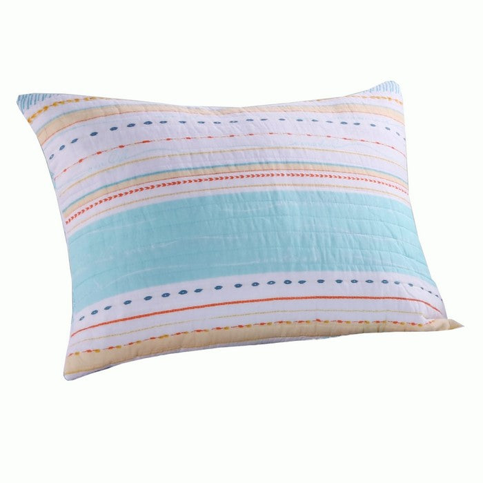 26 x 20 Inches Standard Size Pillow Sham with Stripe Print, Aqua Blue