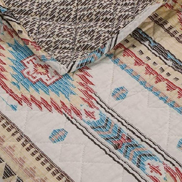 50 X 60 Cotton and Microfiber Throw Quilt with Kilim Pattern, Multicolor