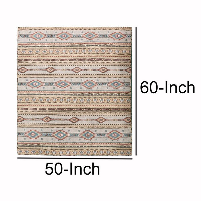 50 X 60 Cotton and Microfiber Throw Quilt with Kilim Pattern, Multicolor