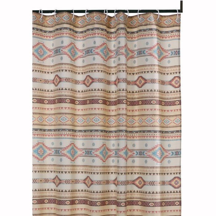 Polyester Shower Curtain with Traditional Kilim Pattern, Multicolor