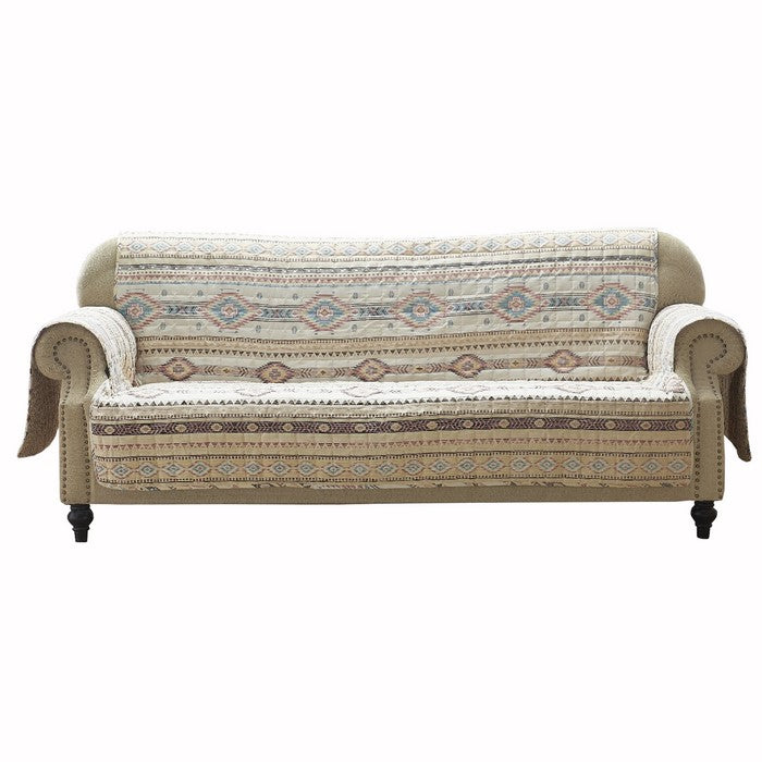 Kilim Pattern Polyester Sofa Protector with Elactic Strap, Multicolor