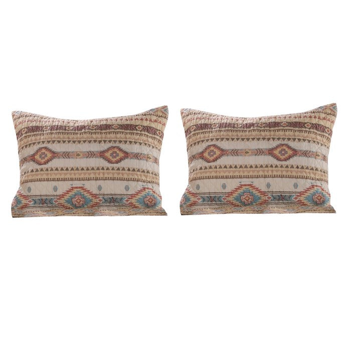 Twin Size 2 Piece Polyester Quilt Set with Kilim Pattern, Multicolor