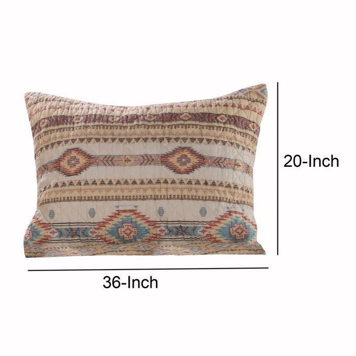 20 X 36 Kilim Pattern Pillow Sham with Cotton and Polyester Fill,Multicolor